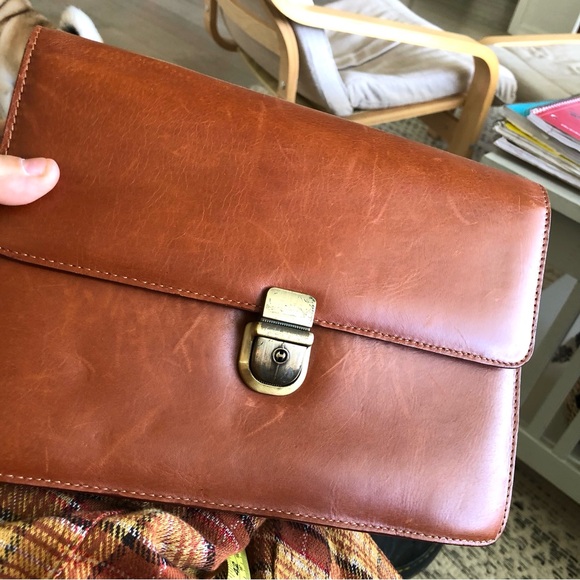 Wilson’s Vintage Buck Brown Leather Clutch Handbag Organizer Unisex Hidden Strap - Picture 3 of 17